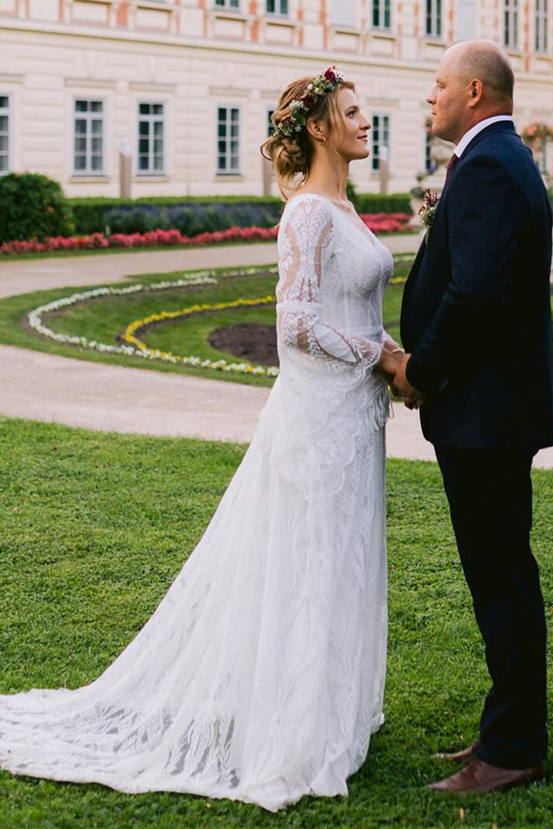 Tassels Bohemian Lace Backless Wedding Dress TANYA BRIDAL Tassels Bohemian Lace Backless Wedding Dress TANYA BRIDAL