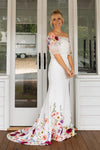 Strapless Mermaid Colorful Wedding Dress with Detachable Bolero