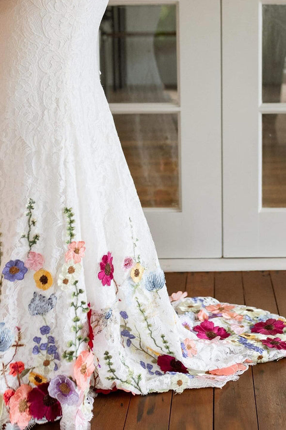 Strapless Mermaid Colorful Wedding Dress with Detachable Bolero