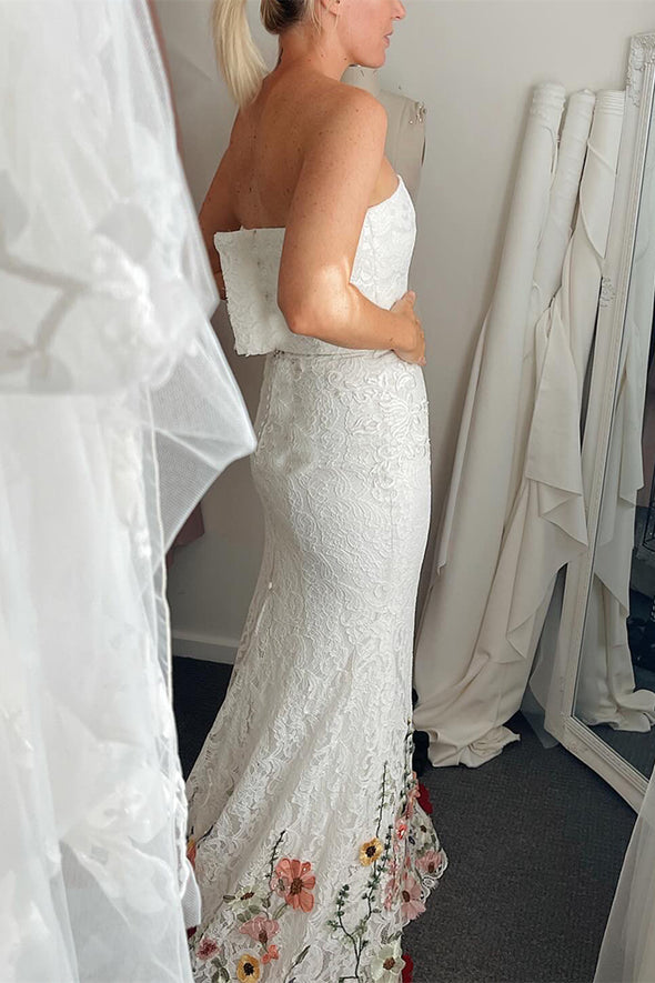 Strapless Mermaid Colorful Wedding Dress with Detachable Bolero