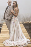 Top Corset Boning Backless Colorful 3D Embroidery Flower Bridal Gown