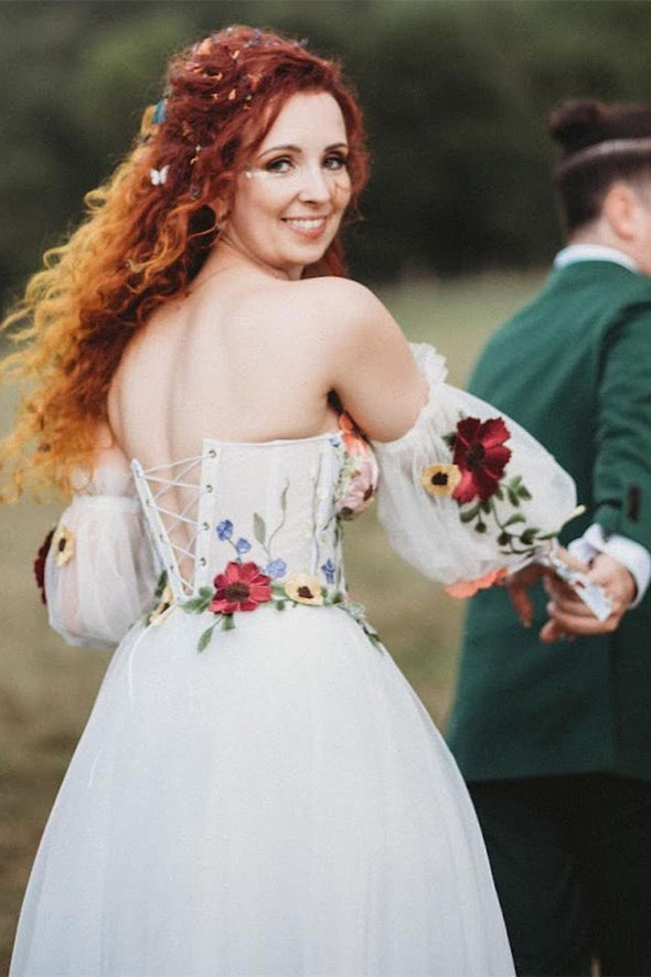 Tulle Sweetheart Boning Lace Up Colorful Wedding Photshoot Dress