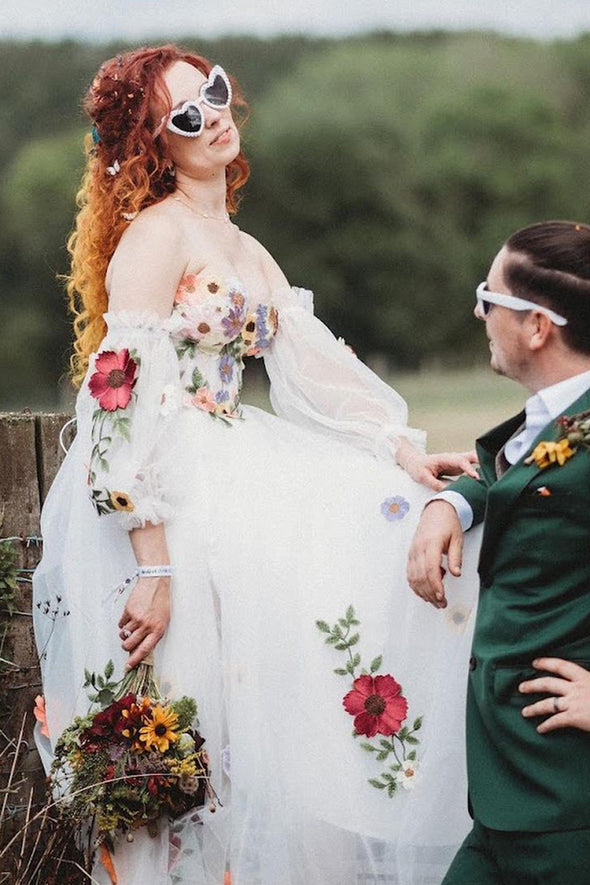 Tulle Sweetheart Boning Lace Up Colorful Wedding Photshoot Dress