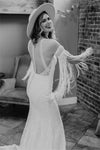 Halter Illusion Back Boho Bridal Gowns With Detachable Sleeves