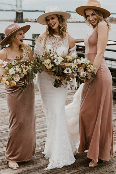 Halter Illusion Back Boho Bridal Gowns With Detachable Sleeves