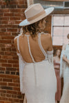 Halter Illusion Back Boho Bridal Gowns With Detachable Sleeves