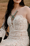 Mermaid Cutout Lace Boho Bridal Gowns Long Batwing Sleeves