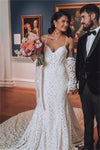 Spaghetti Straps Boho Mermaid Boning Wedding Dress