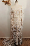 Mermaid Lace Bohemian Wedding Dress Long Flare Sleeves