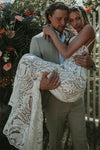Long Cutouts Backless Romantic Barn Pastrol Boho Bridal Dress