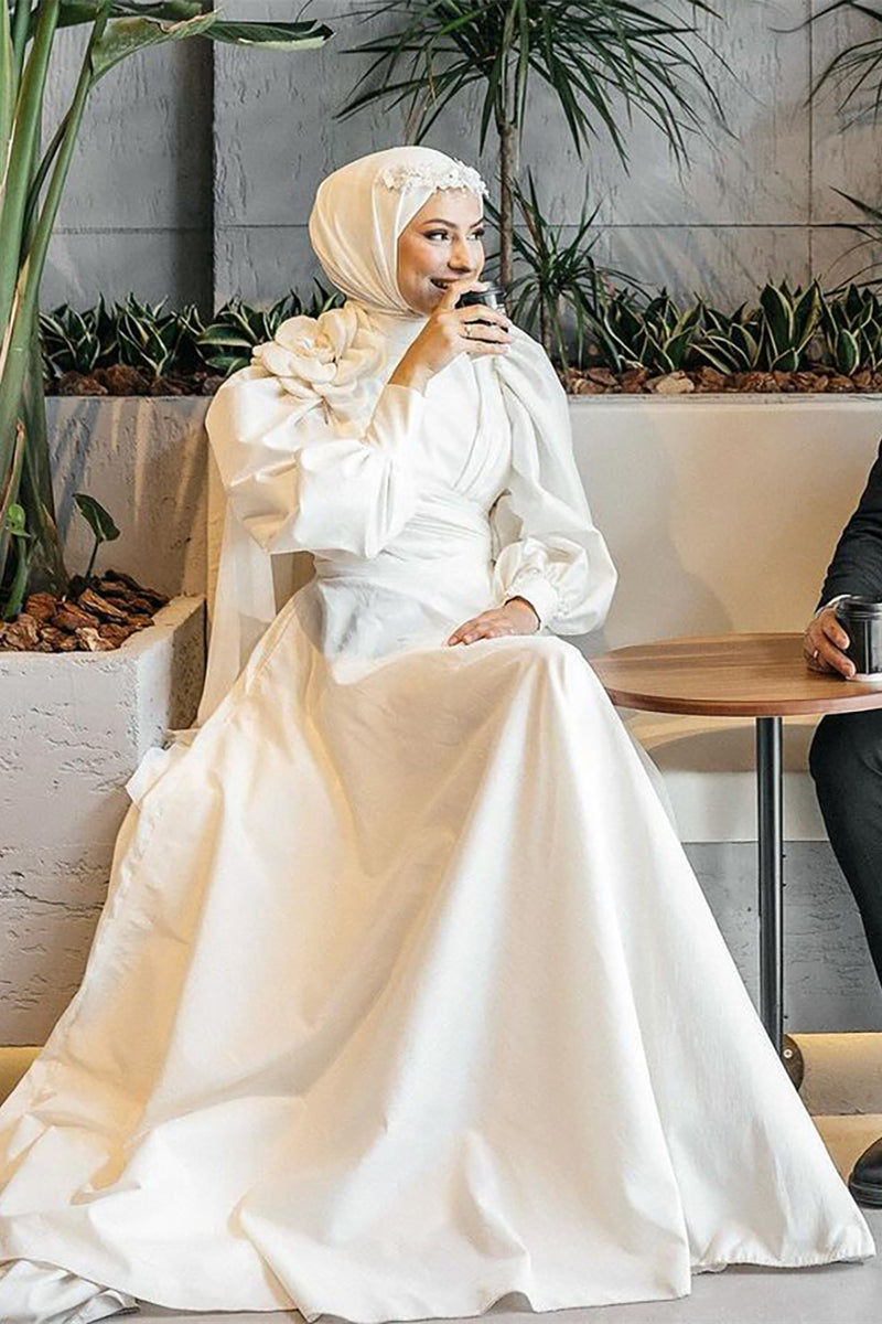 Muslim Arabic Brush Train Bridal Gowns TANYA BRIDAL Muslim Arabic Brush Train Bridal Gowns TANYA BRIDAL