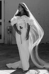 Boat Neck Off The Shoulder 3D Flower Wedding Dress Mermaid