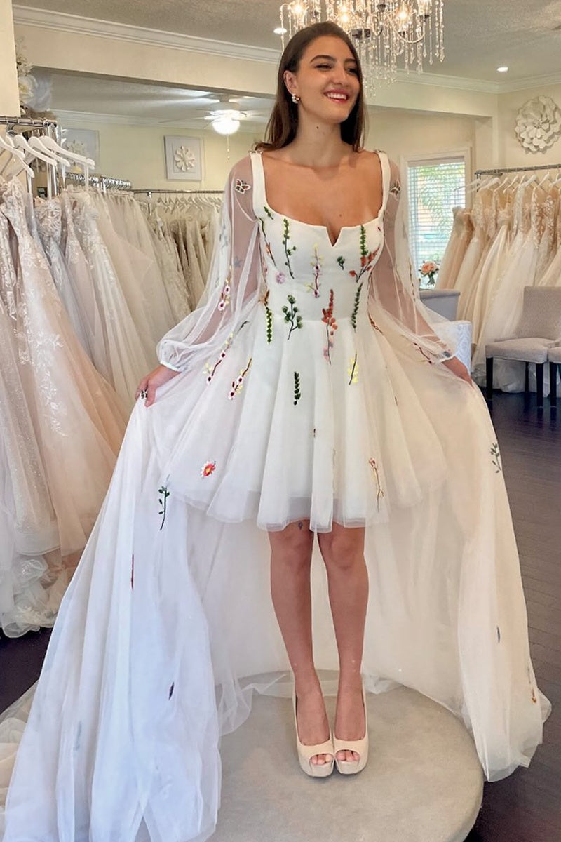 Mini Wedding Dress With Removable Waist Skirt – TANYA BRIDAL Mini Wedding Dress With Removable Waist Skirt – TANYA BRIDAL
