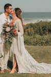 Long Bell Sleeve Boho Kaftan Bridal Gown With Tassels