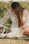 Long Bell Sleeve Boho Kaftan Bridal Gown With Tassels