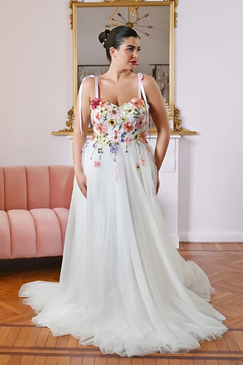 Embroidered Flowers Wedding Dress Embroidered Flowers Wedding Dress