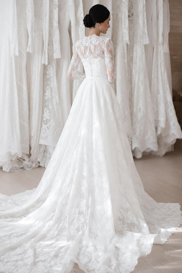 Romantic Lace Wedding Bridal Gown Robe De Mariee Bride Dresses