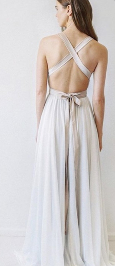 Bohemian V Neck Chiffon Beach Wedding Dress Cross Back TANYA BRIDAL Bohemian V Neck Chiffon Beach Wedding Dress Cross Back TANYA BRIDAL