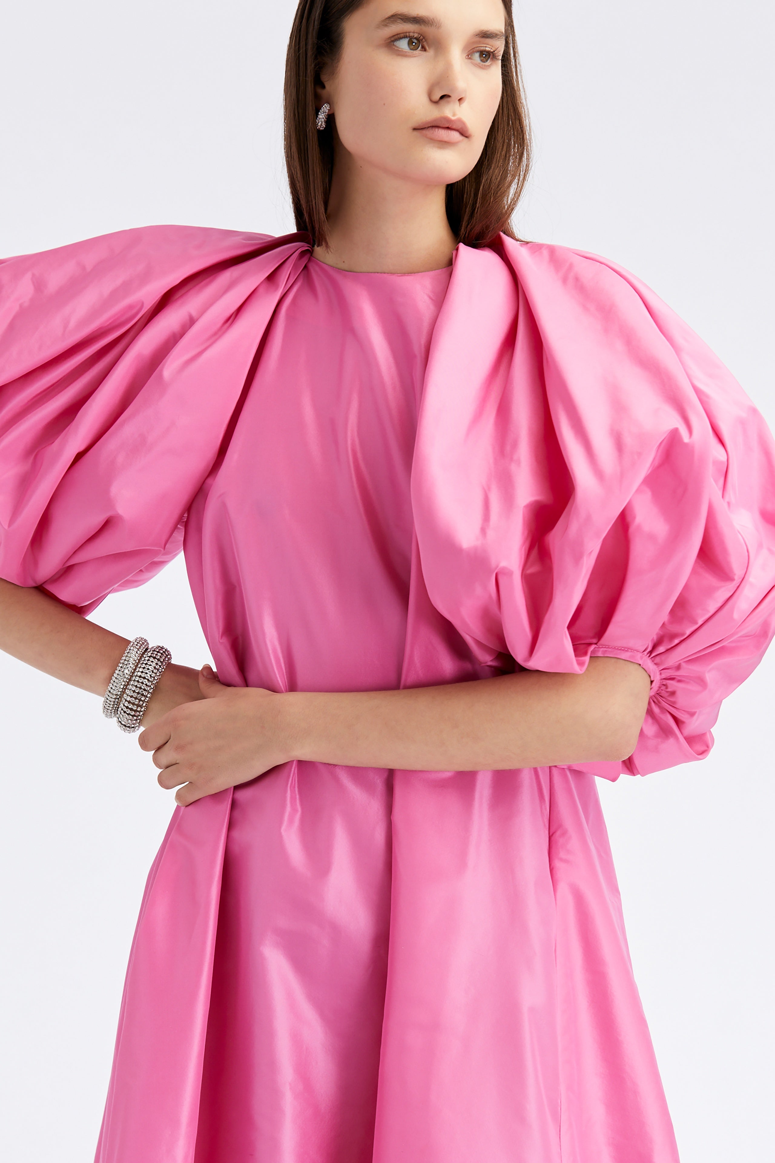 pink maxi dress with puff sleeves Ilyana Long Sleeve Maxi Dress - Pink