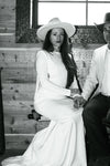 Open Back Long Sleeves Fringed Wedding Dress
