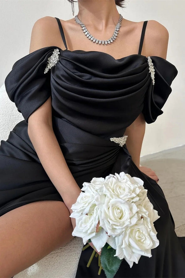 Off-the-Shoulder Mermaid Prom Dress With Split Ruffles Beads