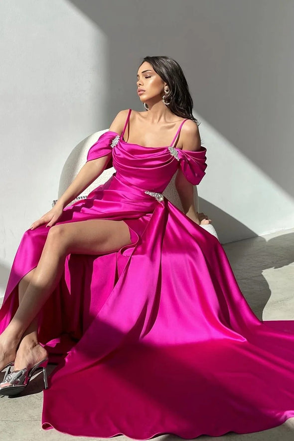 Off-the-Shoulder Mermaid Prom Dress With Split Ruffles Beads