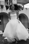 A Line Satin Tulle Wedding Dress Strapless