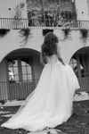 A Line Satin Tulle Wedding Dress Strapless