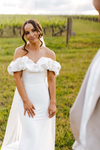 Romantic Off The Shoulder Mermaid Long Satin Wedding Dress