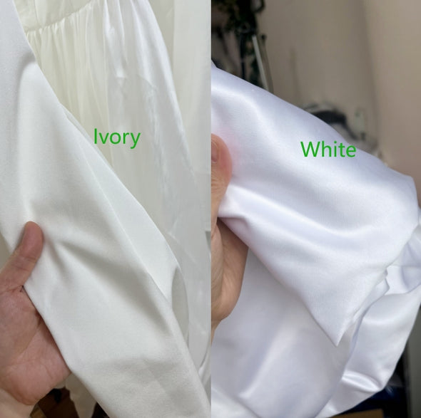 Square Neck V Back A Line Satin Wedding Dress