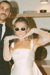 Short Satin Bridal Dress Party Gown With Bow Back