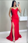 Red Sweetheart Sleeveless Mermaid Prom Dress With Split