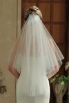 V380 Ivory Short Two Layers Wedding Dress With Comb