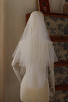 V380 Ivory Short Two Layers Wedding Dress With Comb