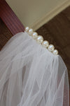 V380 Ivory Short Two Layers Wedding Dress With Comb
