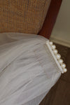 V380 Ivory Short Two Layers Wedding Dress With Comb