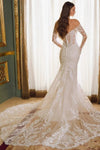 #LY9205 Long Sleeves Off The Shoulder Lace Mermaid Wedding Dress