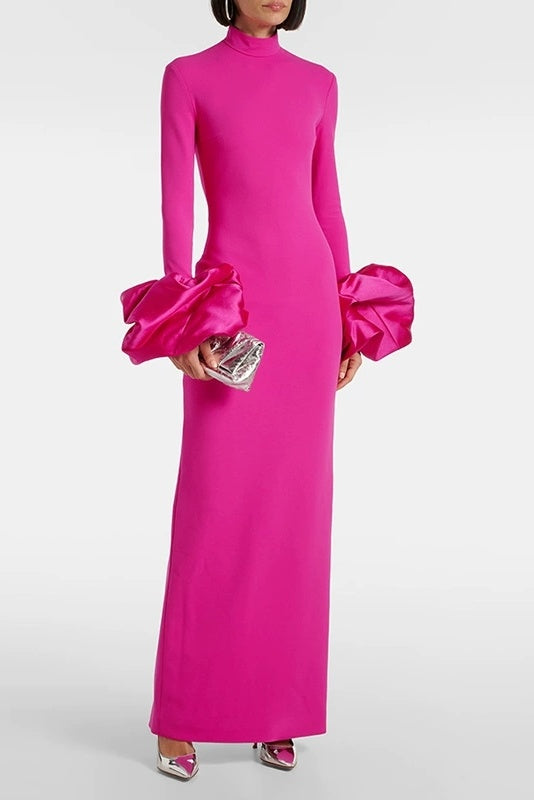 DZ9384 Hot Pink Long Sleeves Women Event Gown TANYA BRIDAL DZ9384 Hot Pink Long Sleeves Women Event Gown TANYA BRIDAL