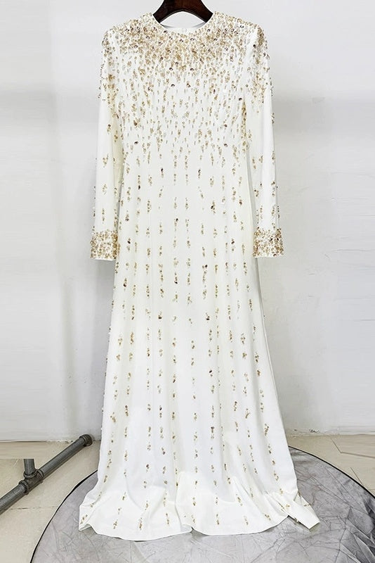 #DZ9388 Luxury Heavy Crystal Long Sleeves Formal Lady Dress