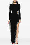 #DZ9389 Black Cut Away Waist Sexy Women Evening Dress