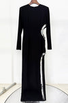 #DZ9389 Black Cut Away Waist Sexy Women Evening Dress