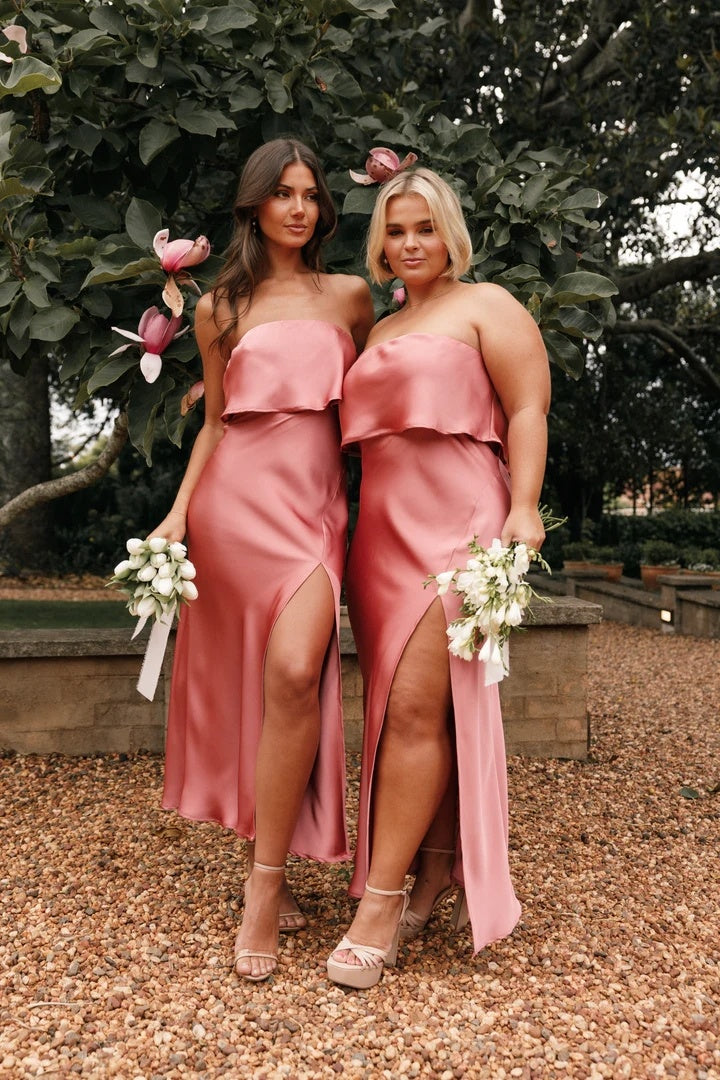 Short Strapless Bridesmaid Dress Side Split Short Strapless Bridesmaid Dress Side Split