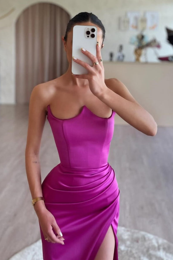 Fuchsia Long Sheath Simple Evening Dress