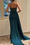 Luxury Turquoise Mermaid Strapless Long Evening Dress