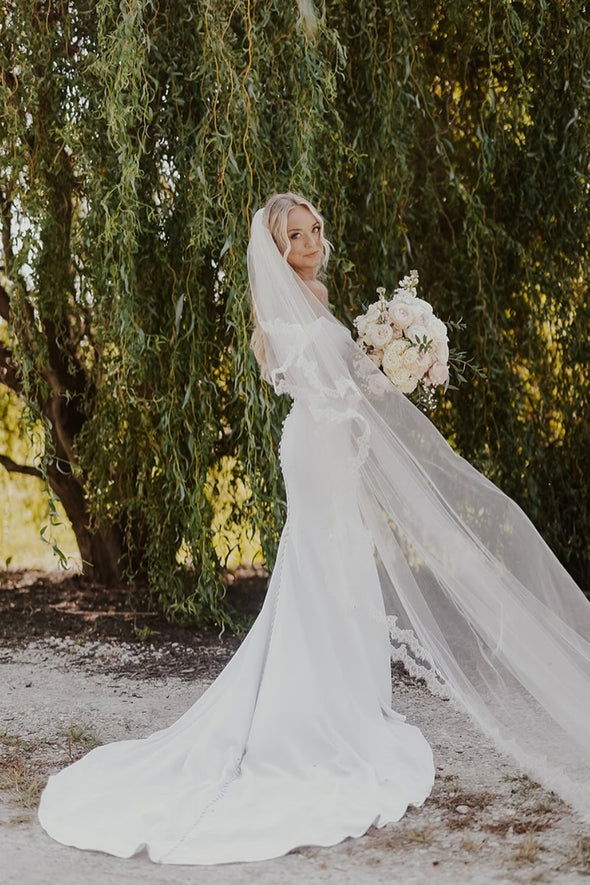 #DZ9311 Off The Shoulder Long Mermaid Simple Wedding Dress