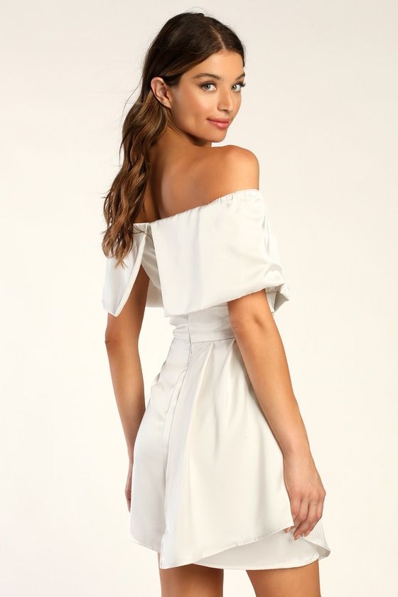 Simple Off White Homecoming Dress Soft Satin