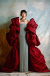 Puffy Fashion Taffeta Long Evening Cape Party Coat ZJ171