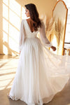 Chiffon Wedding Dress with Plunging V Neckline