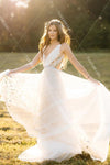 Romantic Fairy Colorfull Embroidery Lace Bohemian Wedding Dresses Noivas DW367
