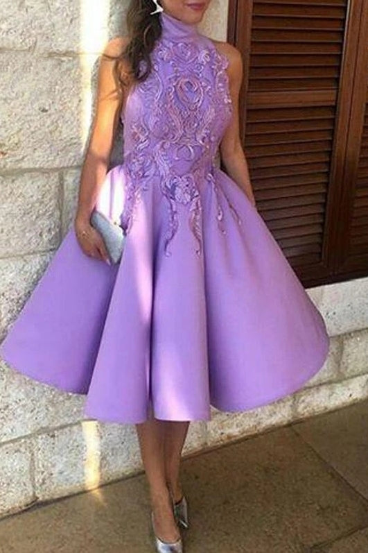 Light Purple High Neck Homecoming Dresses TANYA BRIDAL Light Purple High Neck Homecoming Dresses TANYA BRIDAL